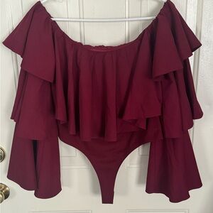 Off the shoulder ruffle bodysuit